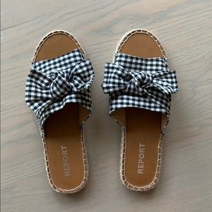 Report Camrin Black & White Gingham Slide Sandals!